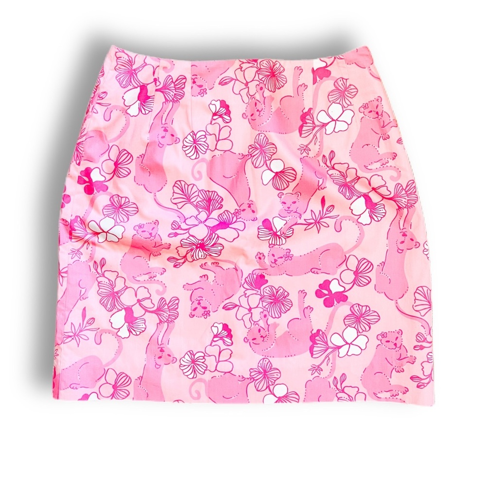 LILLY PULITZER PINK LEOPARD GRRRANIUM PRINT SKIRT - 2P